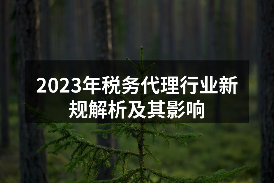 2023年税务代理行业新规解析及其影响
